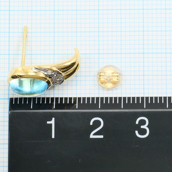 K18 18金 YG ピアス ブルートパーズ ダイヤ 0.018 ×2 ジュエリー 中古 K18 18金 YG ピアス ブルートパーズ ダイヤ 0.018 ×2 ジュエリー 中古
