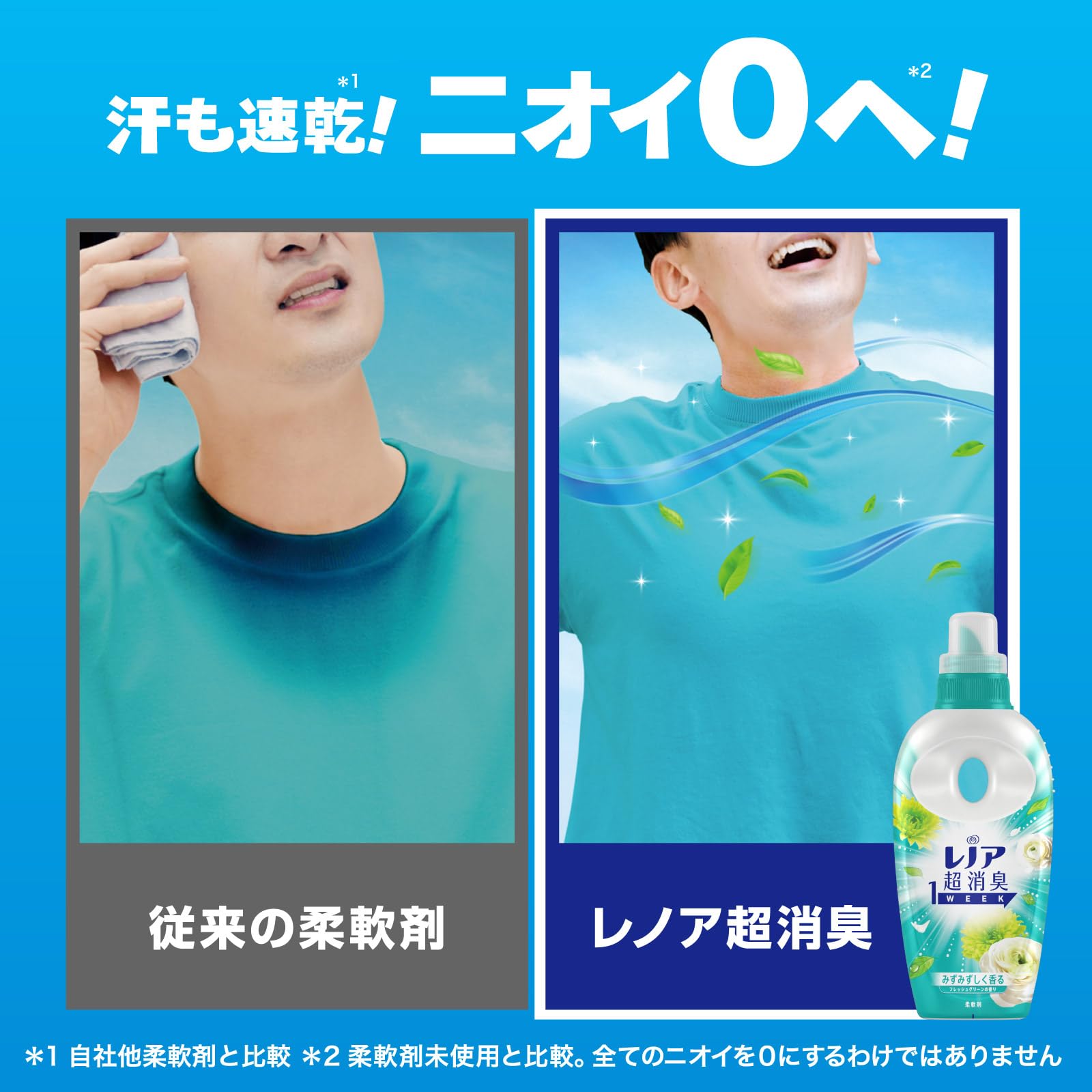 レノア 超消臭1WEEK 柔軟剤 フレッシュグリーン 詰め替え 1,900mL×6袋 [大容量] [ケース品] inoshishi-teacher.com