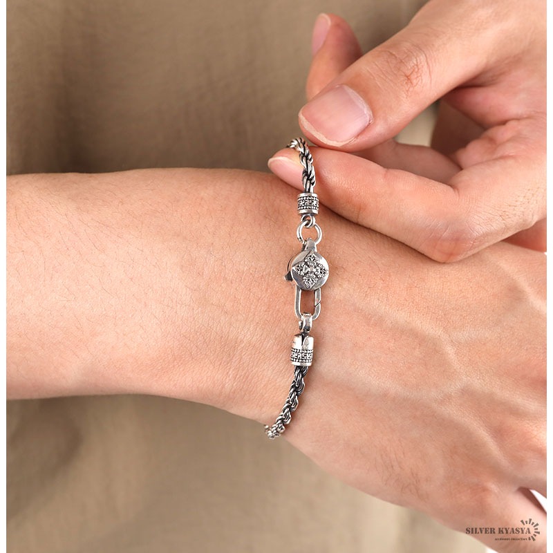 925 六字真言 ロープチェーンブレス [bs157]