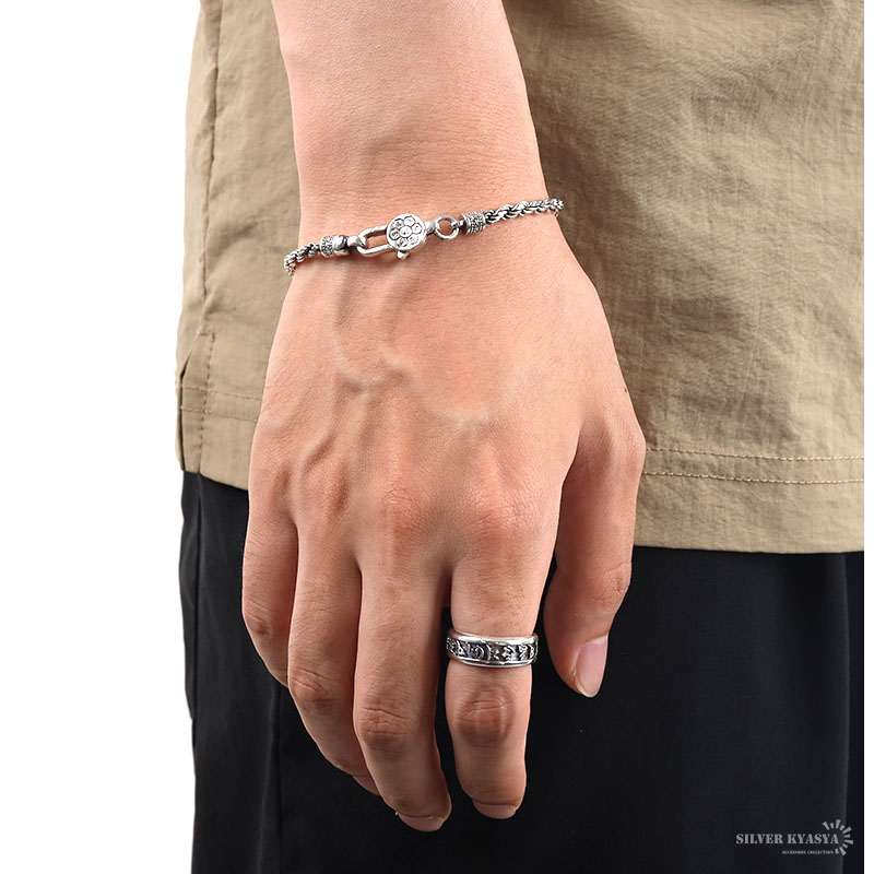 925 六字真言 ロープチェーンブレス [bs157]