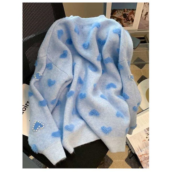 Qoo10] 入荷 ニットセーター ハート柄 総柄 パ