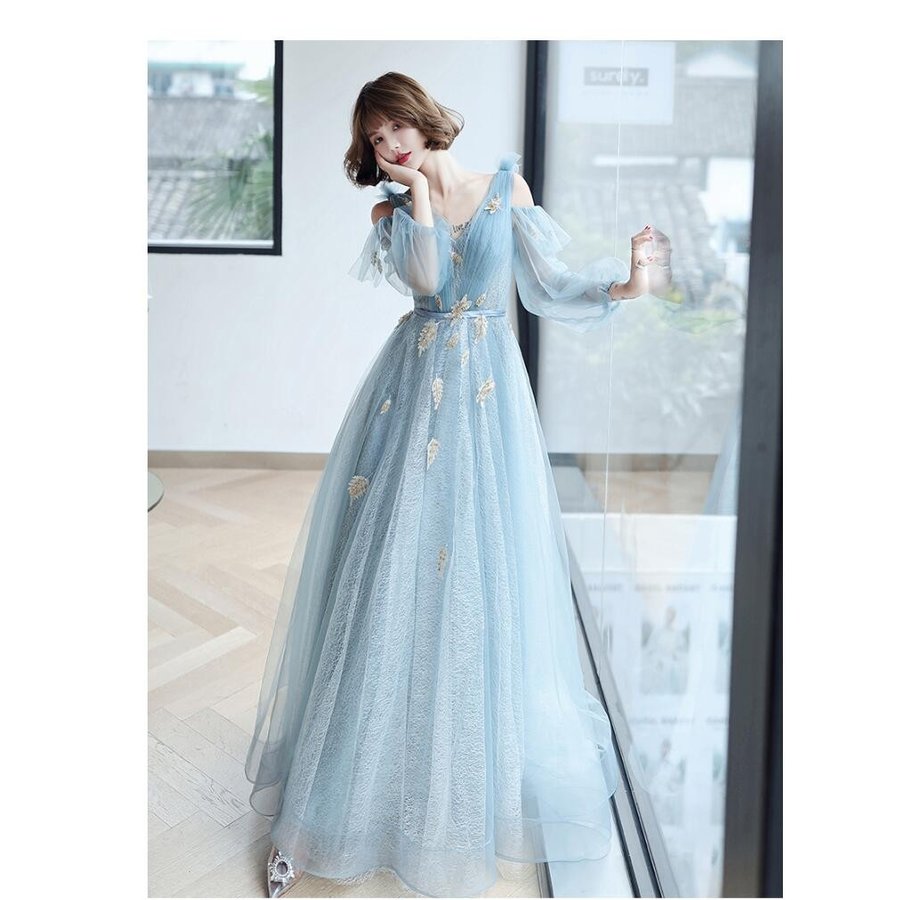 ウエディングドレス 袖ありワンピ ロングドレス パーティードレス 結婚式 10代 20代 30代40