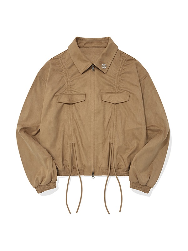COLLECTION SUEDE SHIRRING JACKET [LIGHT BEIGE]