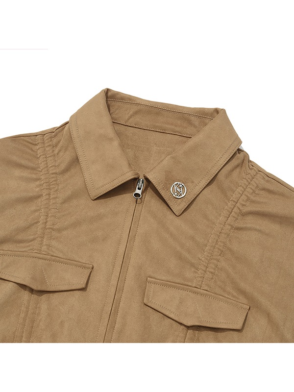 COLLECTION SUEDE SHIRRING JACKET [LIGHT BEIGE]