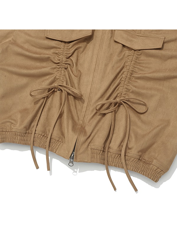 COLLECTION SUEDE SHIRRING JACKET [LIGHT BEIGE]