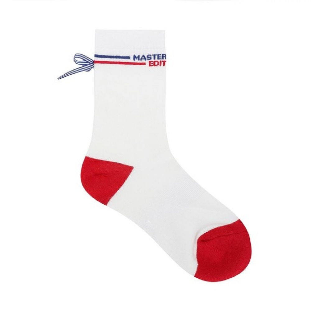 (Master Bunny) レディースノンスリップカラーリボンミッドネックソックス (Master Bunny) レディースノンスリップカラーリボンミッドネックソックス