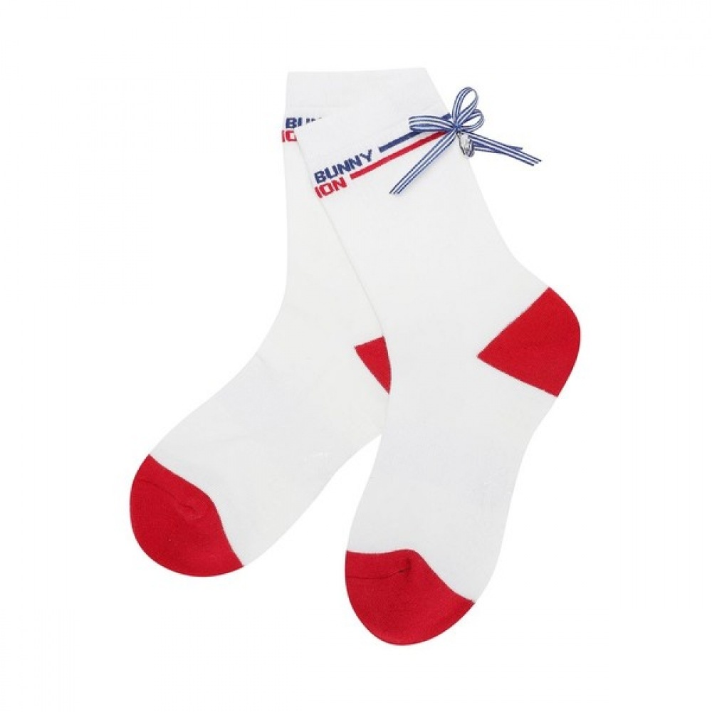 (Master Bunny) レディースノンスリップカラーリボンミッドネックソックス (Master Bunny) レディースノンスリップカラーリボンミッドネックソックス