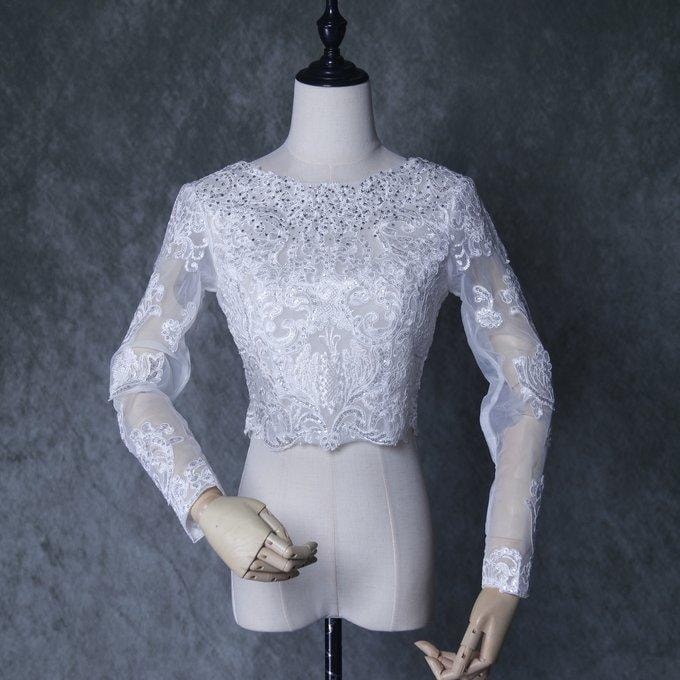 実例写真!美品!ボレロ キラキラのハンドビーディング トップス 繊細レース 花嫁/ウェディングドレス 実例写真!美品!ボレロ キラキラのハンドビーディング トップス 繊細レース 花嫁/ウェディングドレス