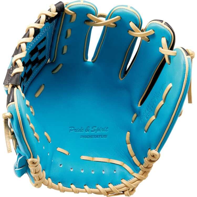 軟式野球グラブ 内野手用 二塁手・遊撃手用 プロステイタス 挟み捕りタイプ LH（右投げ用） サックス×ブラック #BRGB32250-4119