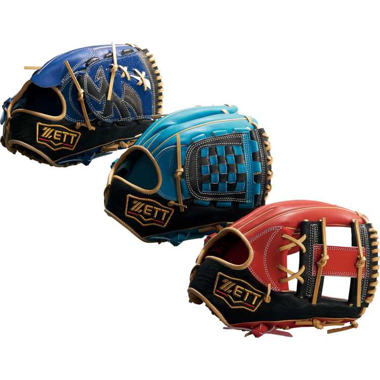 軟式野球グラブ 内野手用 二塁手・遊撃手用 プロステイタス 挟み捕りタイプ LH（右投げ用） サックス×ブラック #BRGB32250-4119