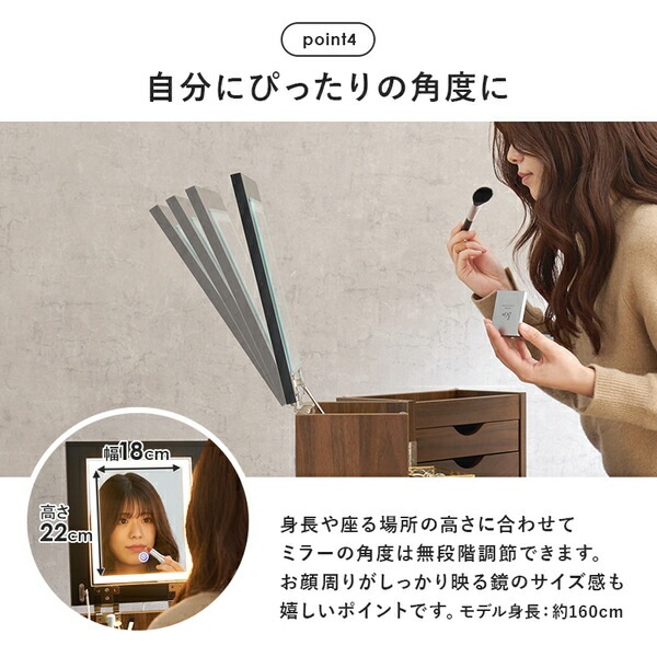 コスメワゴン 約幅30.5x奥行34.5x高さ64cm ホワイト キャスター付 LEDライト付 組立品 コスメワゴン 約幅30.5x奥行34.5x高さ64cm ホワイト キャスター付 LEDライト付 組立品