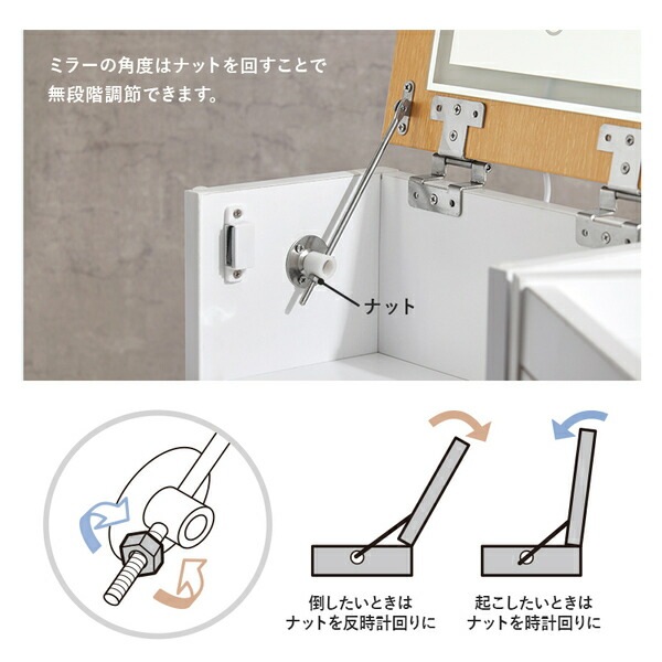 コスメワゴン 約幅30.5x奥行34.5x高さ64cm ホワイト キャスター付 LEDライト付 組立品 コスメワゴン 約幅30.5x奥行34.5x高さ64cm ホワイト キャスター付 LEDライト付 組立品