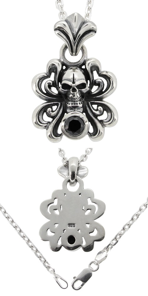 アラベスク 唐草スカル ブラックジルコニア&シルバー ペンダントトップ アラベスク 唐草スカル ブラックジルコニア&シルバー ペンダントトップ