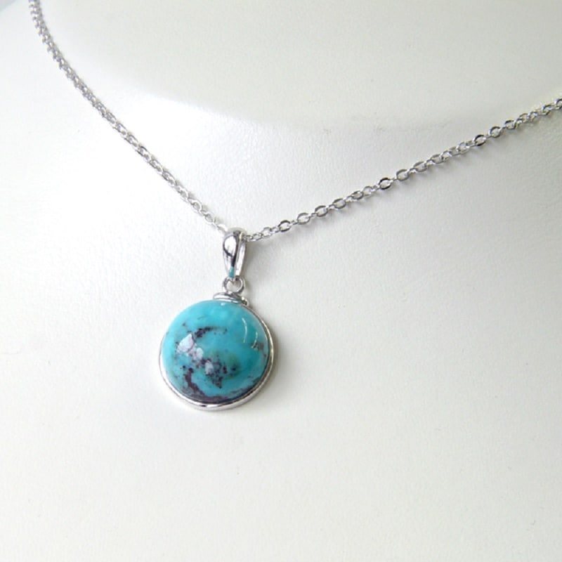 ターコイズ(トルコ石)シンプルデザインペンダントネックレス 5.0カラット一粒ストーン!12月誕生石ターコイズ ターコイズ(トルコ石)シンプルデザインペンダントネックレス 5.0カラット一粒ストーン!12月誕生石ターコイズ