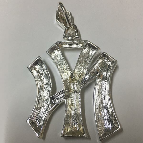 セール HIPHOPジュエリー メンズ ネックレス トップ　NY ニューヨーク　2 ジルコニア シルバー 925 プレーティング ストリート スタイル ヒップホップ アクセサリー ブリンブリン ジ