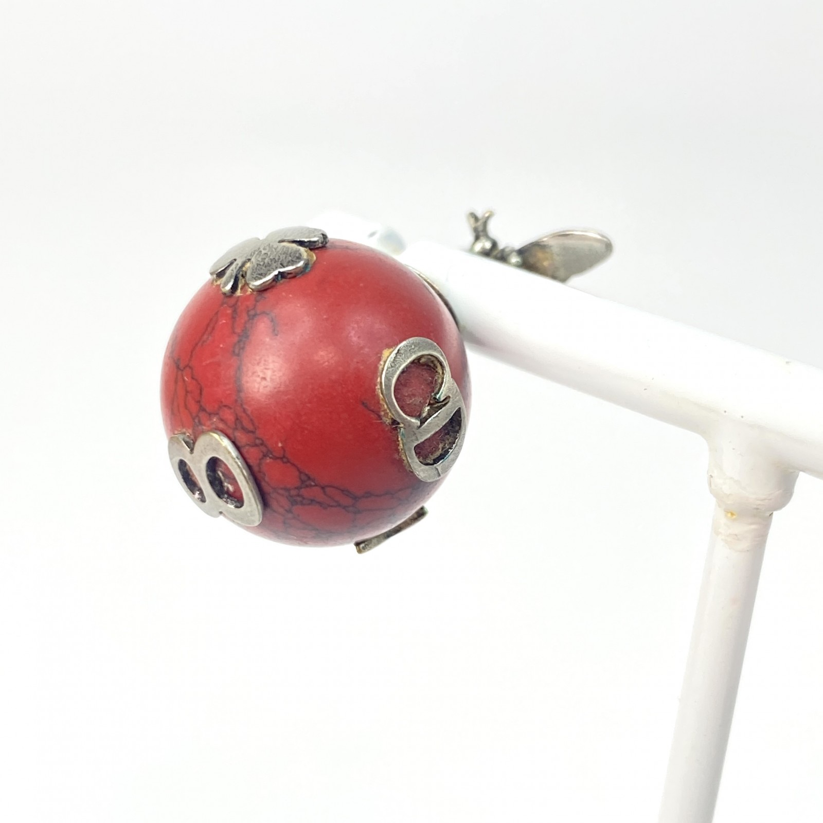 美品 ディオール DIOR トライバル ビー クローバー ピアス レッド 大理石 ディオール DIOR レディース トライバル ビー クローバー ピアス