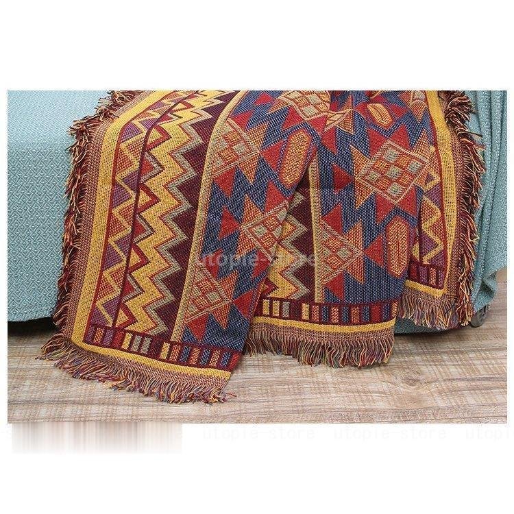 柄切替え 洗える 掛け布団 ソファー毛布 厚手 綿の糸編み上げ ブランケット 三層 タペストリー オ