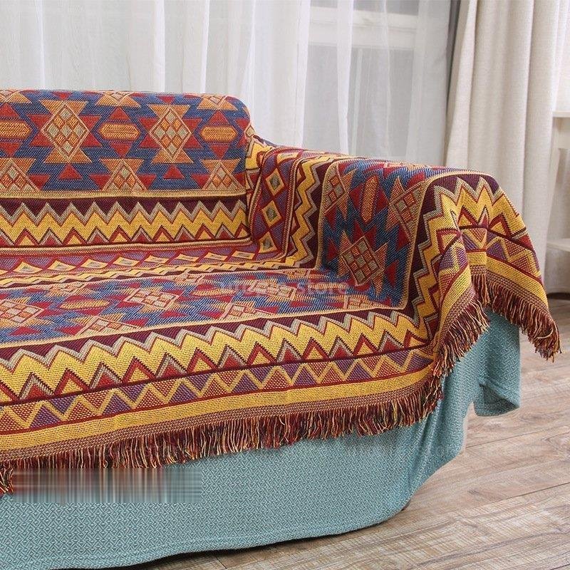 柄切替え 洗える 掛け布団 ソファー毛布 厚手 綿の糸編み上げ ブランケット 三層 タペストリー オ