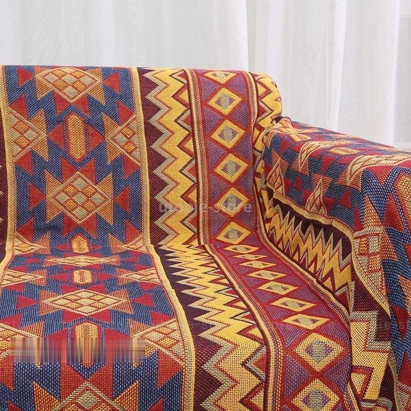 柄切替え 洗える 掛け布団 ソファー毛布 厚手 綿の糸編み上げ ブランケット 三層 タペストリー オ