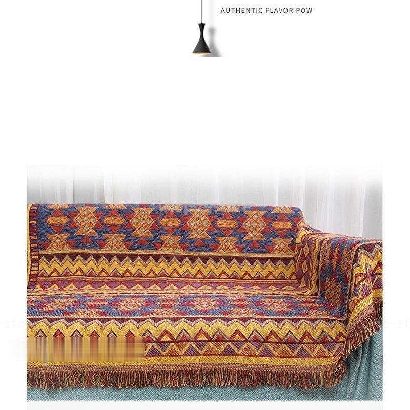 柄切替え 洗える 掛け布団 ソファー毛布 厚手 綿の糸編み上げ ブランケット 三層 タペストリー オ