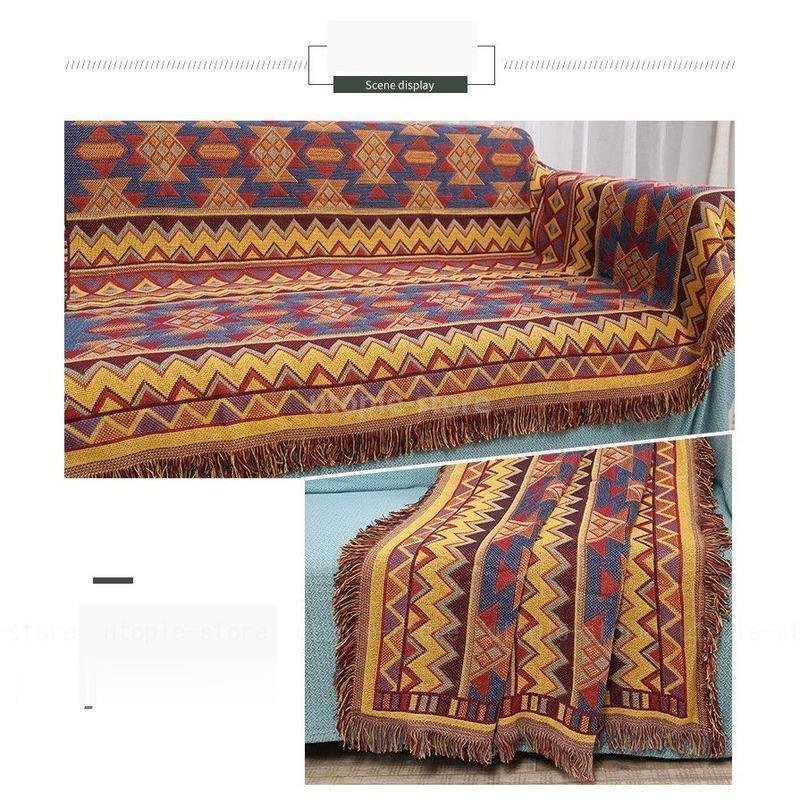 柄切替え 洗える 掛け布団 ソファー毛布 厚手 綿の糸編み上げ ブランケット 三層 タペストリー オ