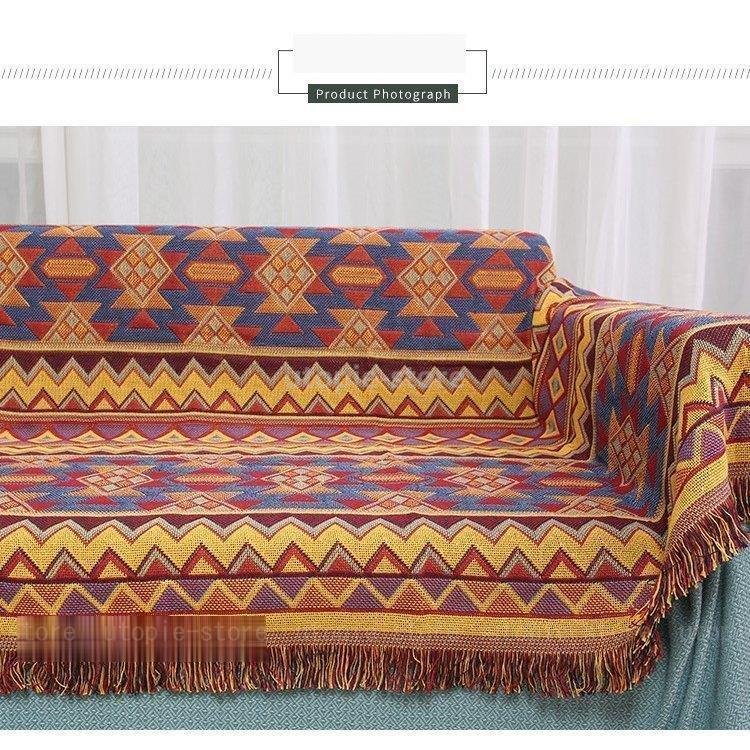柄切替え 洗える 掛け布団 ソファー毛布 厚手 綿の糸編み上げ ブランケット 三層 タペストリー オ