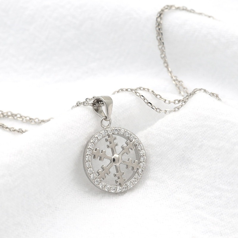 S925 雪 雪華 輪 ネックレス 銀 [fhns006-silver]