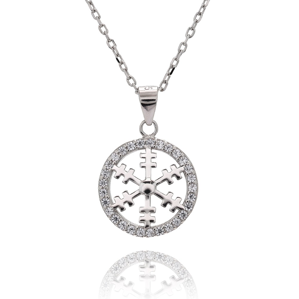 S925 雪 雪華 輪 ネックレス 銀 [fhns006-silver]