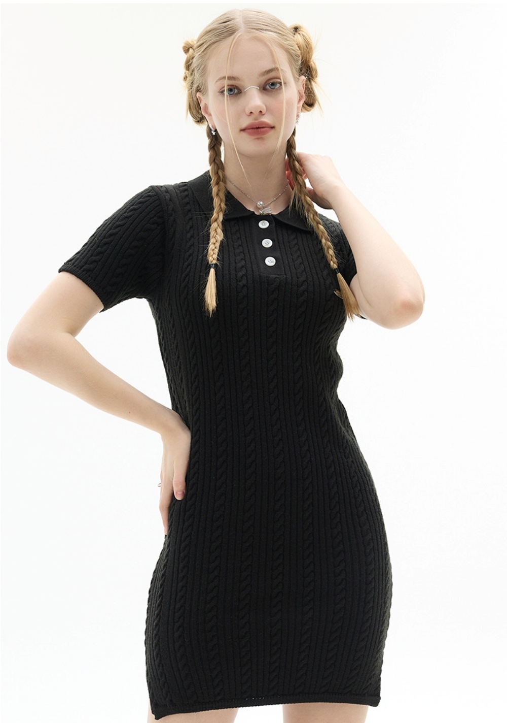 クーポン贈呈/ VL LOGO KNIT OPS /半袖/韓国ファッション/ ワンピース/ドレス クーポン贈呈/ VL LOGO KNIT OPS /半袖/韓国ファッション/ ワンピース/ドレス