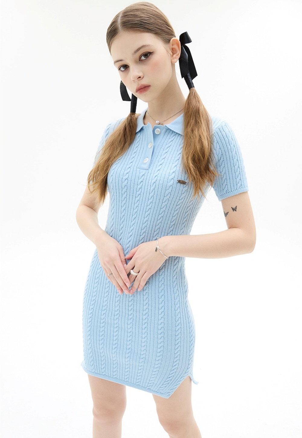 クーポン贈呈/ VL LOGO KNIT OPS /半袖/韓国ファッション/ ワンピース/ドレス クーポン贈呈/ VL LOGO KNIT OPS /半袖/韓国ファッション/ ワンピース/ドレス