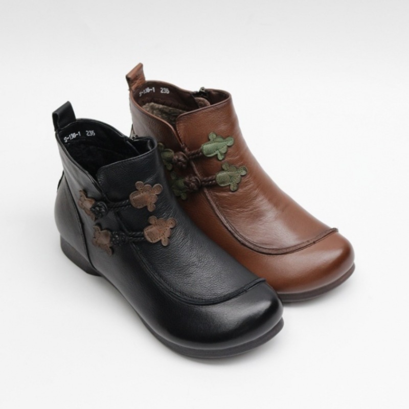 (Ninaspari) ダブルカバーボタン付き牛革アンクル (Ninaspari) ダブルカバーボタン付き牛革アンクル