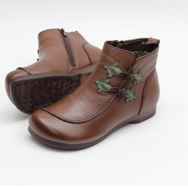 (Ninaspari) ダブルカバーボタン付き牛革アンクル (Ninaspari) ダブルカバーボタン付き牛革アンクル