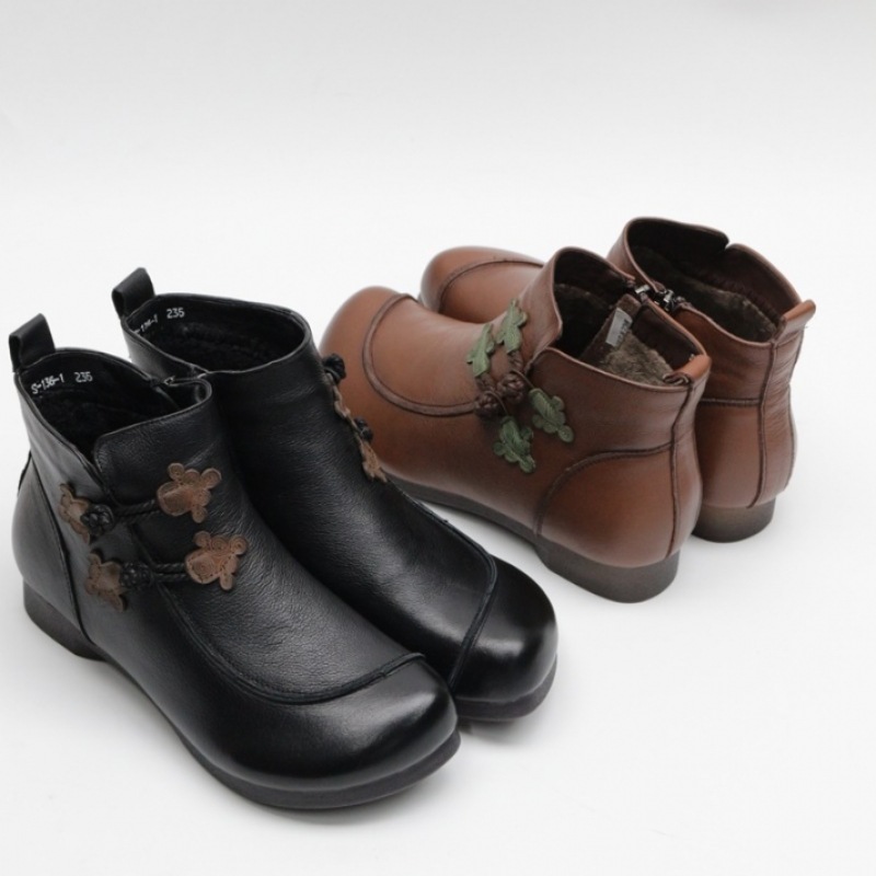 (Ninaspari) ダブルカバーボタン付き牛革アンクル (Ninaspari) ダブルカバーボタン付き牛革アンクル