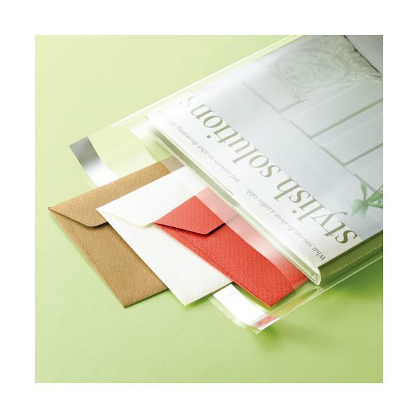 （まとめ） TANOSEE OPP袋 フタテープ付 角2 240330+40mm 1セット（500枚：100枚5パック） 2セット