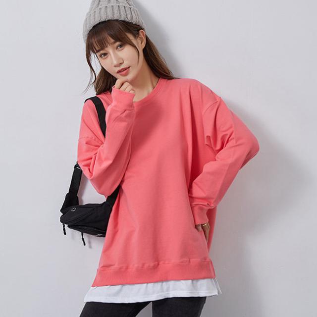 トレーナー スウェット プルオーバー 秋新作 新作 レディース 長袖 フェイクレイヤード 送料無料 大きいサイズ 秋冬 トップス ゆったり 韓国風 ビッグシルエット オーバーサイズ おしゃれ ド トレーナー スウェット プルオーバー 秋新作 新作 レディース 長袖 フェイクレイヤード 送料無料 大きいサイズ 秋冬 トップス ゆったり 韓国風 ビッグシルエット オーバーサイズ おしゃれ ド