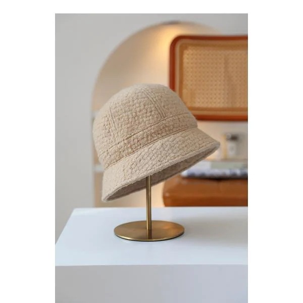 厚いウールハット気質レトロカジュアル保温バケットドーム羊小毛文芸 帽子 レディース 秋冬