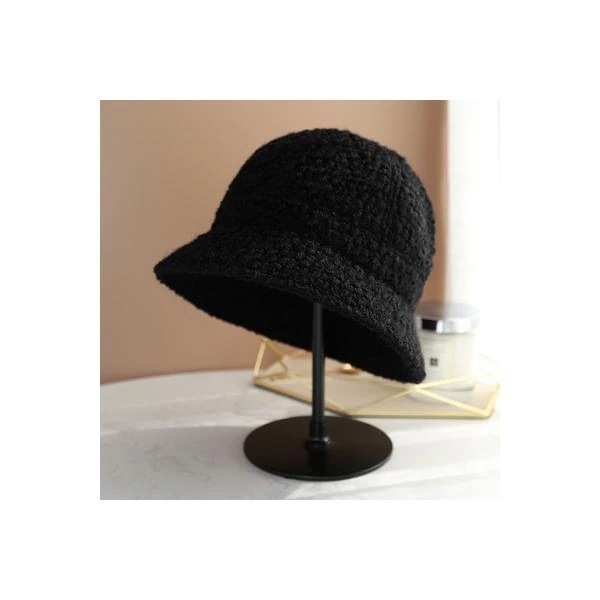 厚いウールハット気質レトロカジュアル保温バケットドーム羊小毛文芸 帽子 レディース 秋冬