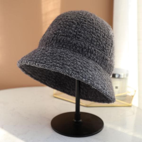 厚いウールハット気質レトロカジュアル保温バケットドーム羊小毛文芸 帽子 レディース 秋冬