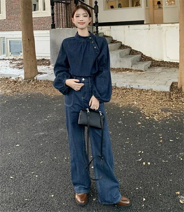 Qoo10] ボウタラウス デニム ボウタイ ブラウス