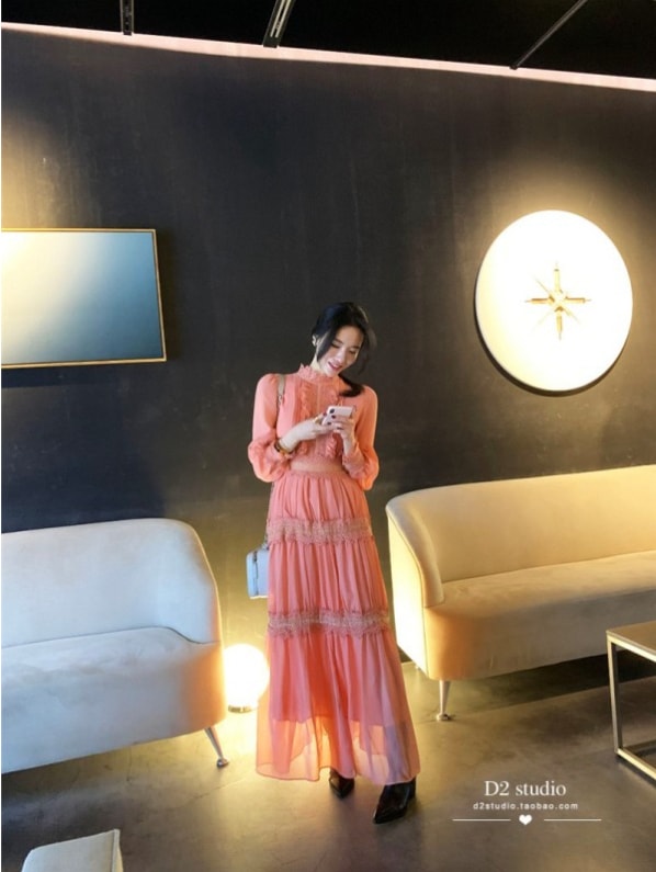 フリルシフォンドレス Aラインワンピース フリルワンピース スタンドカラー ワンピース ドレス ミドル丈. ハイウエスト a3330 フリルシフォンドレス Aラインワンピース フリルワンピース スタンドカラー ワンピース ドレス ミドル丈. ハイウエスト a3330