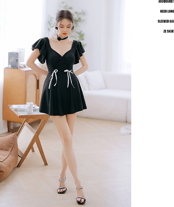 水着 レディース ワンピース 体型カバー水着 大きいサイズ ぽっちゃり かわいい おしゃれ フリル袖 ハイウエスト 露出控えめ カットアウト カッティング 二の腕 お尻 太もも お腹 カバーアップ