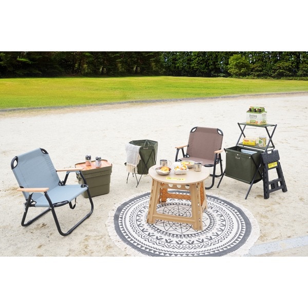 折りたたみテーブル/作業机 [サークル 円形 ベージュ] 幅58cm 携帯便利 クラフターテーブル