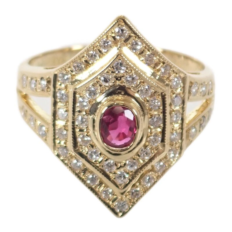 【no brand】K18YG デザインジュエリー リング K18イエローゴールド 11号 ルビー ダイヤモンド レディース 【no brand】K18YG デザインジュエリー リング K18イエローゴールド 11号 ルビー ダイヤモンド レディース