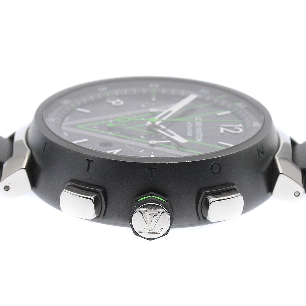 ルイ・ヴィトン LOUIS VUITTON QA130 タンブール ダミエ・グラフィット レース クロノグラフ 自動巻き メンズ 良品 箱付き_885836【中古】 ルイ・ヴィトン LOUIS VUITTON QA130 タンブール ダミエ・グラフィット レース クロノグラフ 自動巻き メンズ 良品 箱付き_885836【中古】