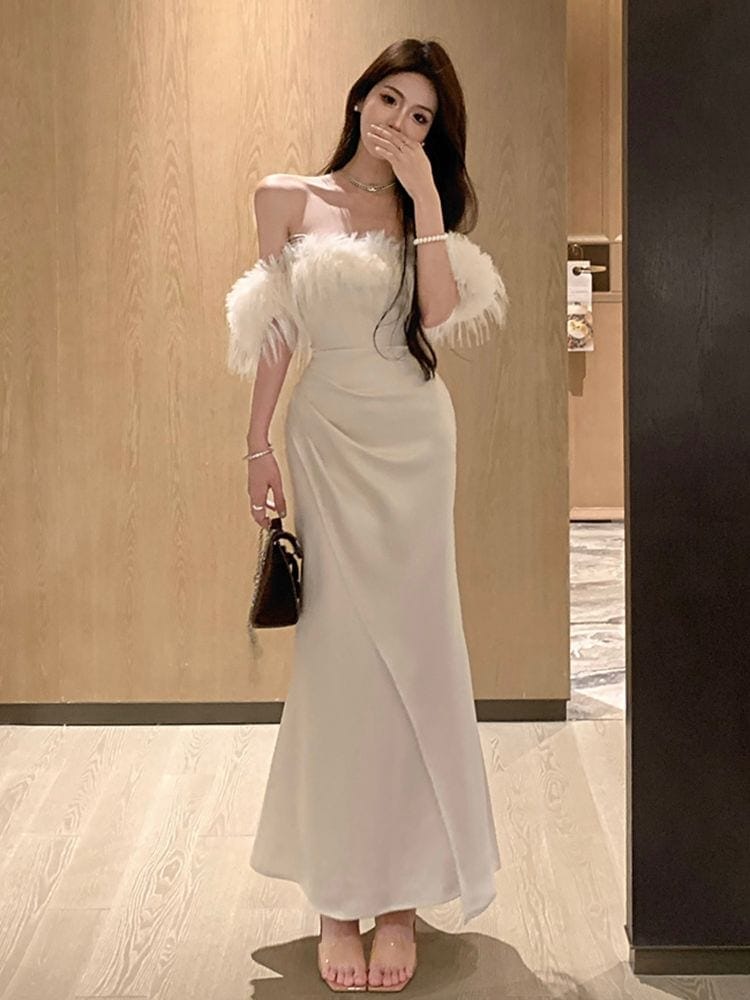 人気 ドレス パーティードレス サテンイブニングドレススカートのワンショルダードレス女性のシニア感覚は気質フィッシュテールのロングスカートをウェスト 人気 ドレス パーティードレス サテンイブニングドレススカートのワンショルダードレス女性のシニア感覚は気質フィッシュテールのロングスカートをウェスト