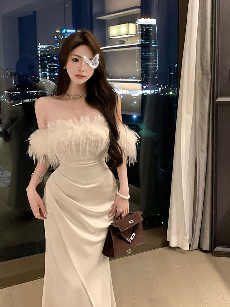 人気 ドレス パーティードレス サテンイブニングドレススカートのワンショルダードレス女性のシニア感覚は気質フィッシュテールのロングスカートをウェスト 人気 ドレス パーティードレス サテンイブニングドレススカートのワンショルダードレス女性のシニア感覚は気質フィッシュテールのロングスカートをウェスト