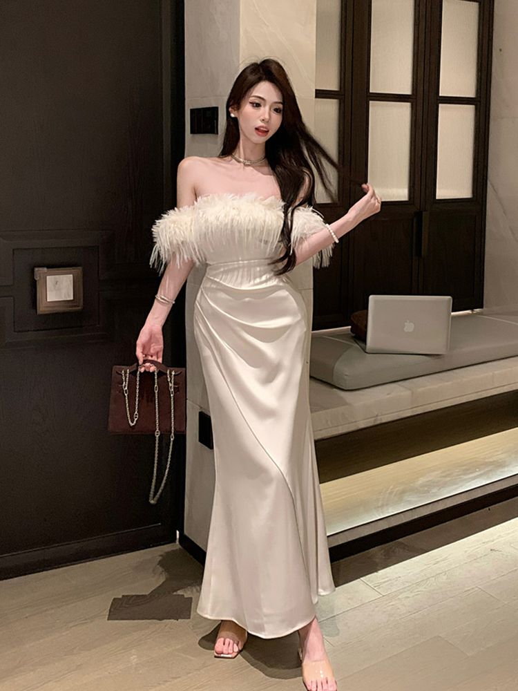 人気 ドレス パーティードレス サテンイブニングドレススカートのワンショルダードレス女性のシニア感覚は気質フィッシュテールのロングスカートをウェスト 人気 ドレス パーティードレス サテンイブニングドレススカートのワンショルダードレス女性のシニア感覚は気質フィッシュテールのロングスカートをウェスト