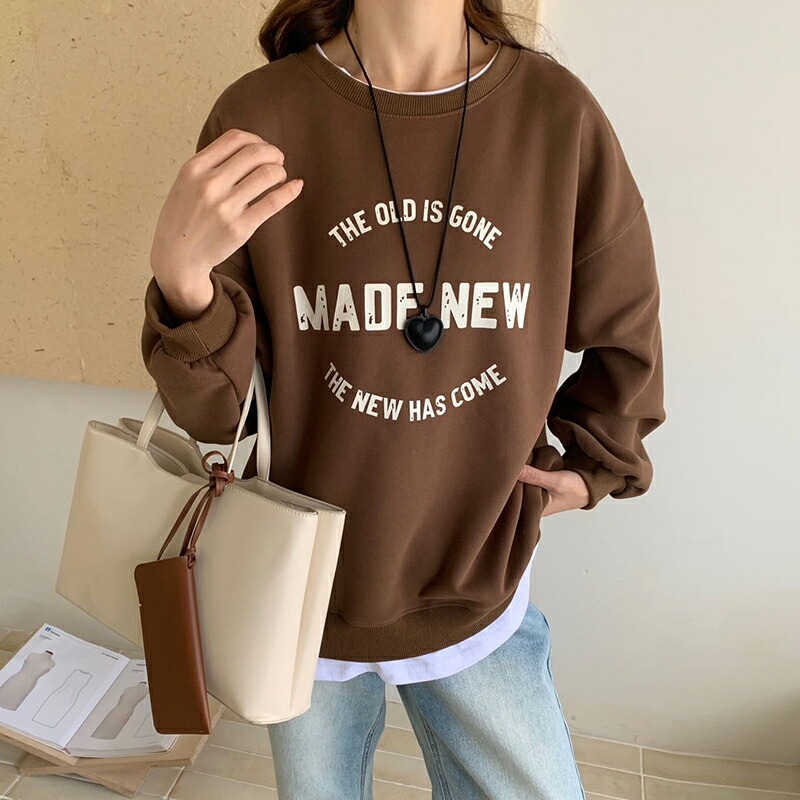 10/30!クーポンで2,810円 ロゴ スウェット レイヤード風 トレーナー トップス レディース ロゴスウェット ドロップショルダー 長袖 クルーネック オーバーサイズ ボリューム袖 重ね着風 レ 10/30!クーポンで2,810円 ロゴ スウェット レイヤード風 トレーナー トップス レディース ロゴスウェット ドロップショルダー 長袖 クルーネック オーバーサイズ ボリューム袖 重ね着風 レ