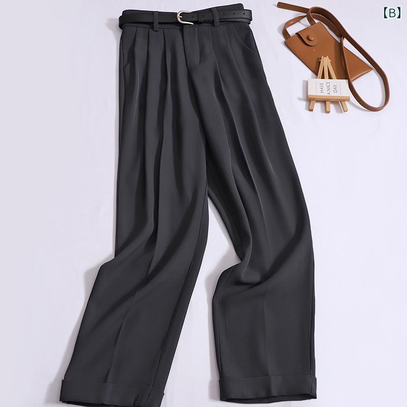 スラックス レディース ロング 汎用性 高さ 伸縮性 バック 裾 シガレット スーツパンツ ナロー 小柄 カジュアル ストレート パンツ