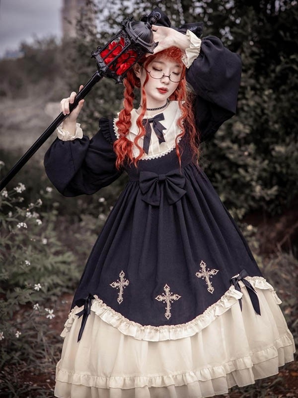 クラロリ ゴシックロリィタ ゴスロリ ロリータ ワンピース メイド服 コスプレ衣装 ロング ハイウエスト コスチューム リボン 長袖 袖付き クリスマス ハロウィンコスプレ 仮装 学園祭 文化祭 クラロリ ゴシックロリィタ ゴスロリ ロリータ ワンピース メイド服 コスプレ衣装 ロング ハイウエスト コスチューム リボン 長袖 袖付き クリスマス ハロウィンコスプレ 仮装 学園祭 文化祭